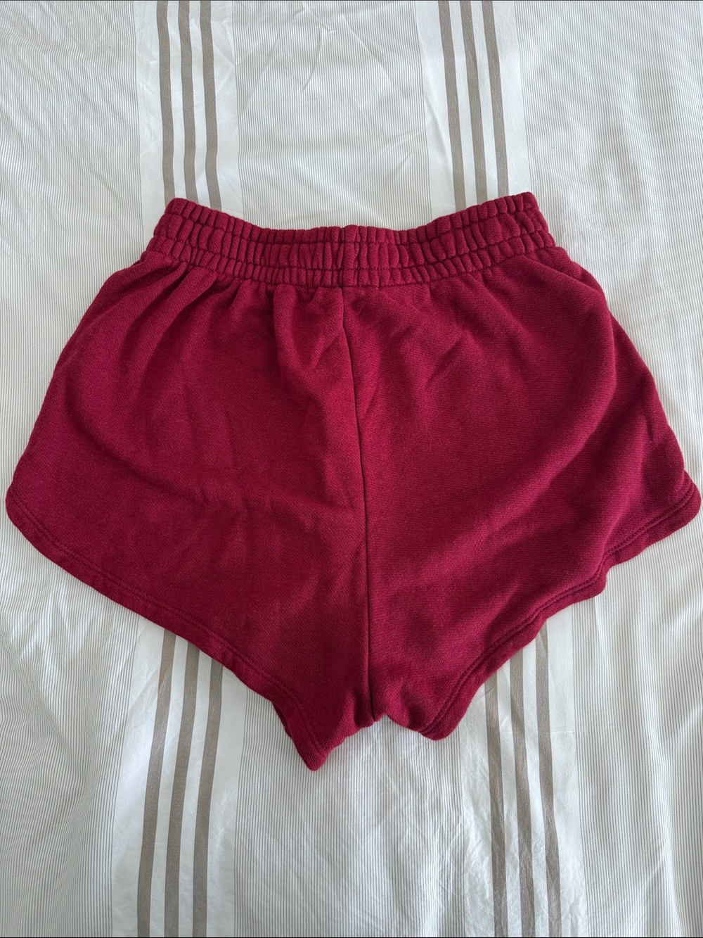 Wine Red Athletic Shorts with Elastic Waistvand - Picture 2 of 5
